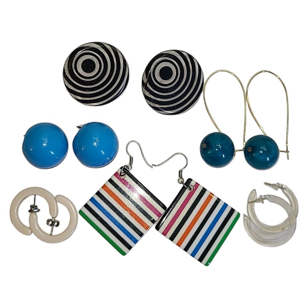 Lot of 6‎ pairs of Colorful Retro Acrylic Earrings